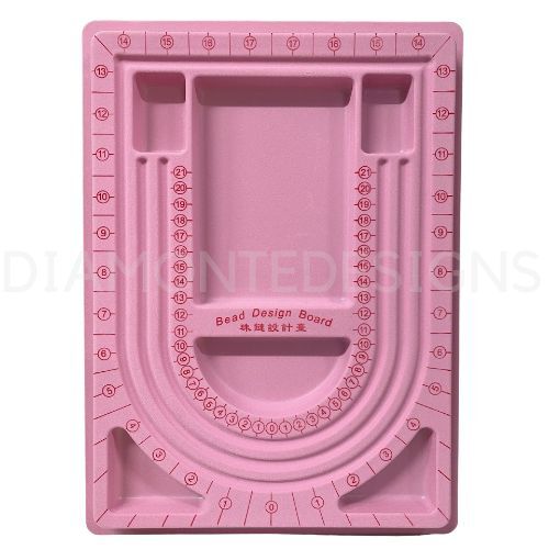 Pink design flocked bead - pink,